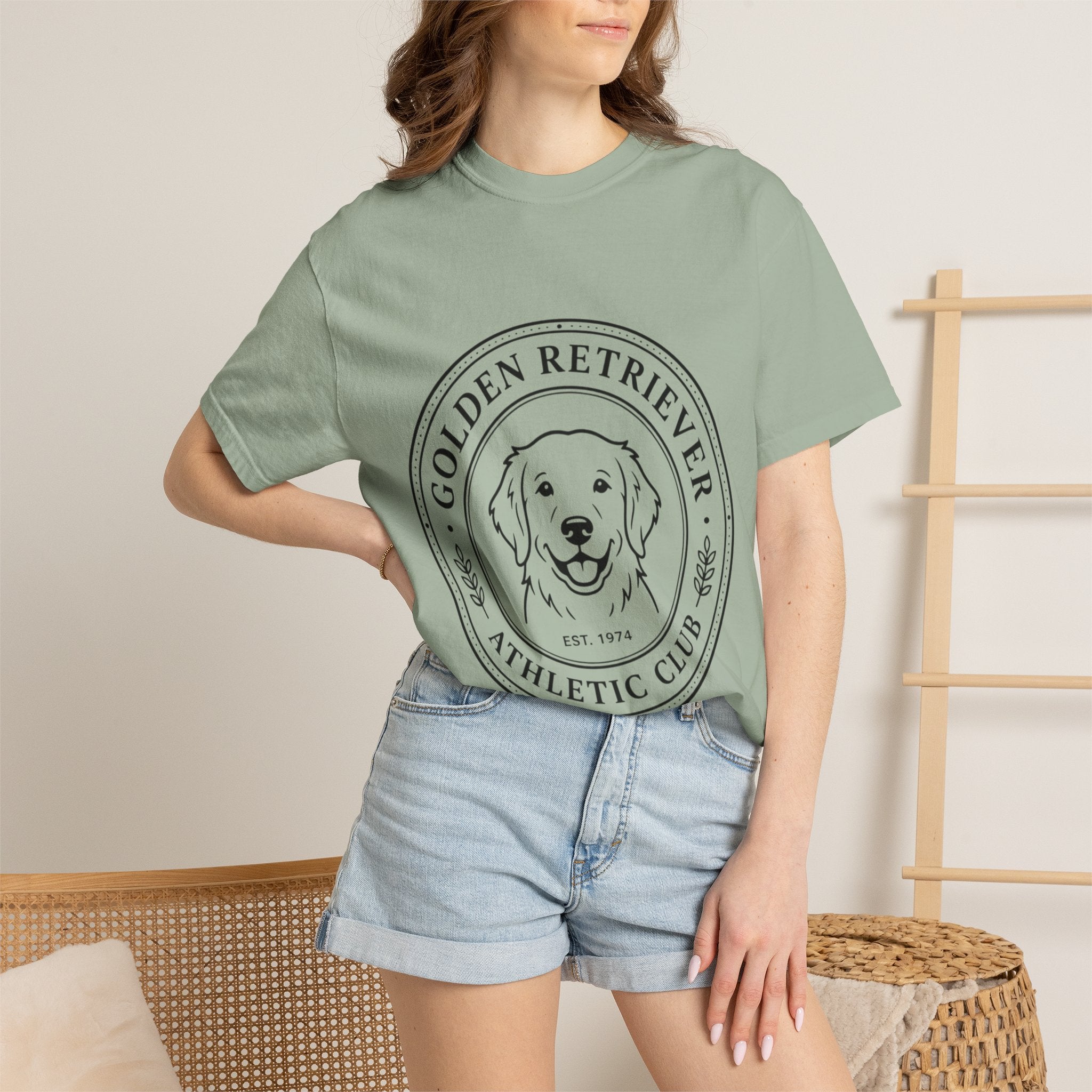 Vintage Golden Retriever Athletic Club T-Shirt, Retro Dog  Mom tee, Premium Comfort Colors.