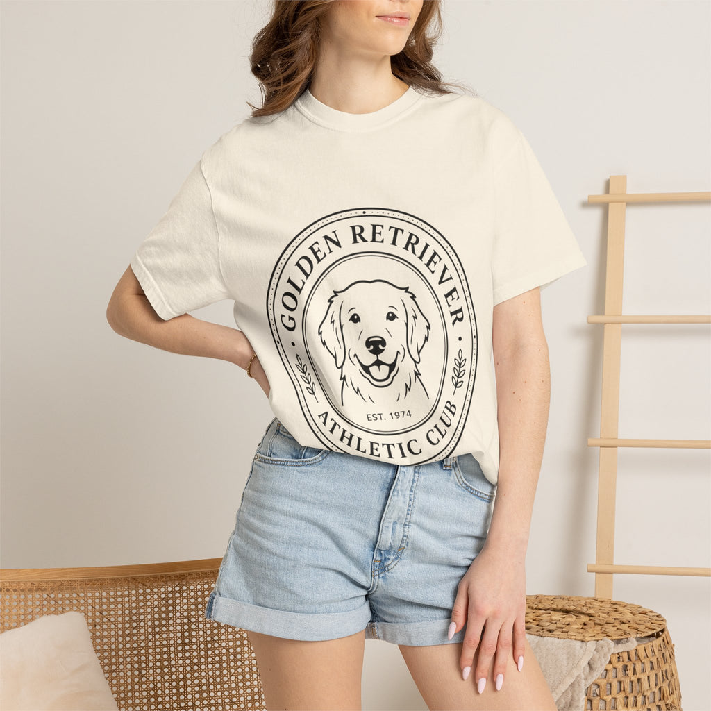 Vintage Golden Retriever Athletic Club T-Shirt, Retro Dog  Mom tee, Premium Comfort Colors.
