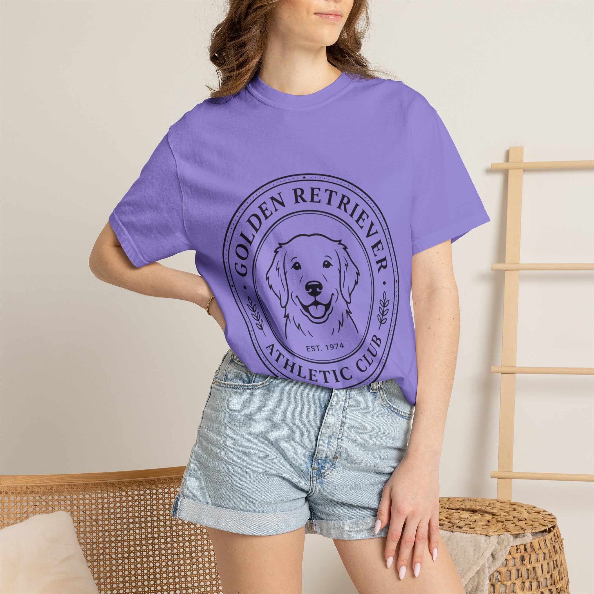 Vintage Golden Retriever Athletic Club T-Shirt, Retro Dog  Mom tee, Premium Comfort Colors.