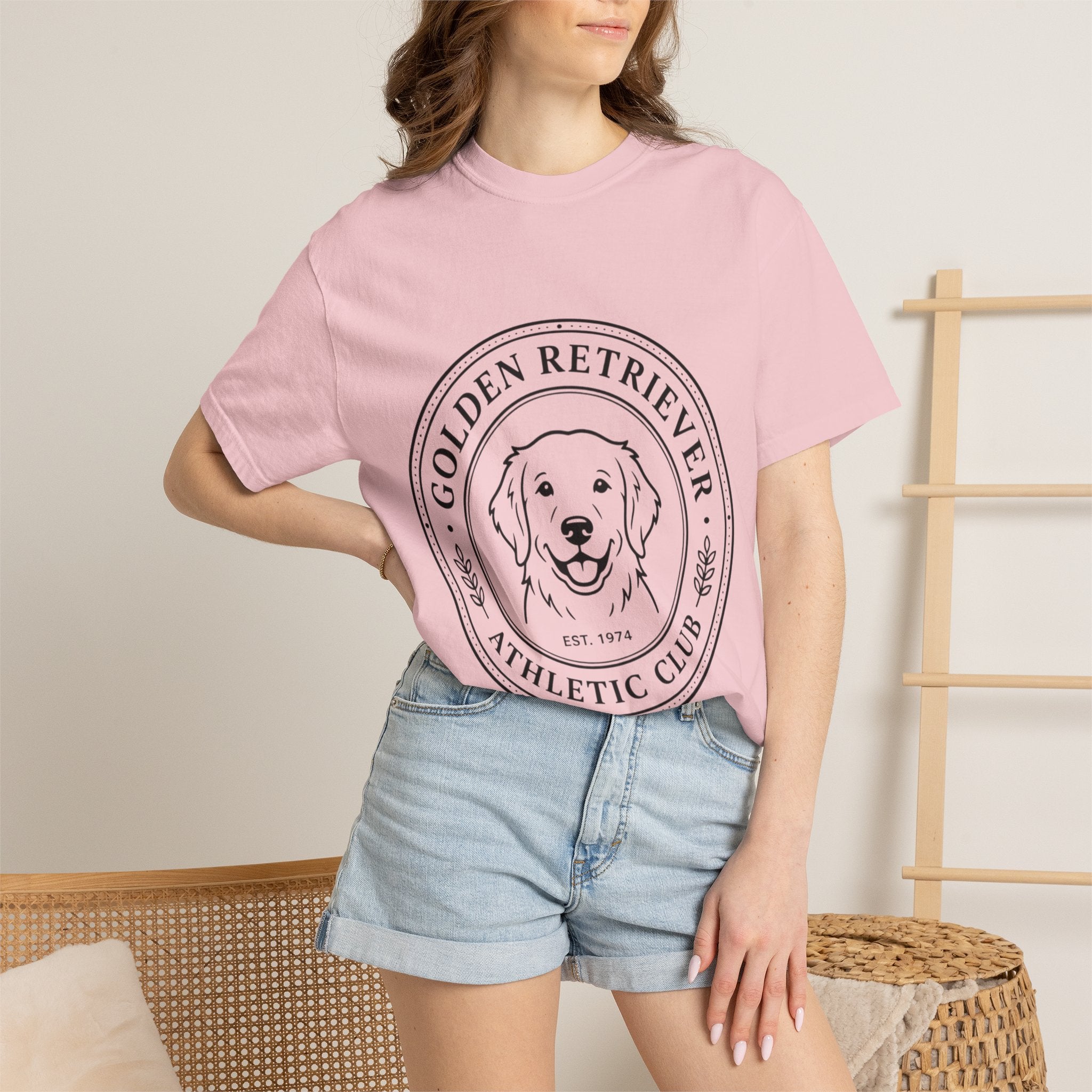 Vintage Golden Retriever Athletic Club T-Shirt, Retro Dog  Mom tee, Premium Comfort Colors.