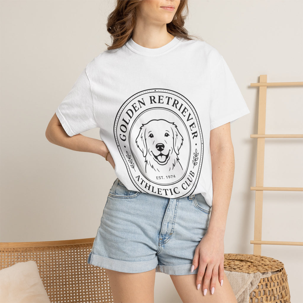 Vintage Golden Retriever Athletic Club T-Shirt, Retro Dog  Mom tee, Premium Comfort Colors.