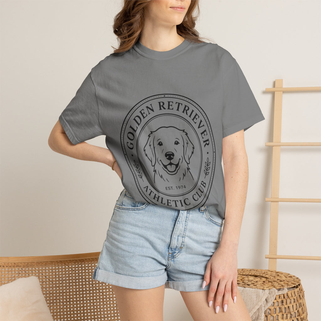 Vintage Golden Retriever Athletic Club T-Shirt, Retro Dog  Mom tee, Premium Comfort Colors.