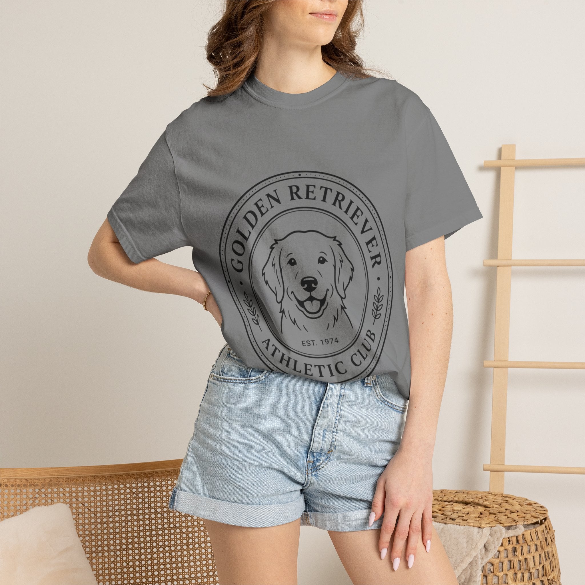 Vintage Golden Retriever Athletic Club T-Shirt, Retro Dog  Mom tee, Premium Comfort Colors.